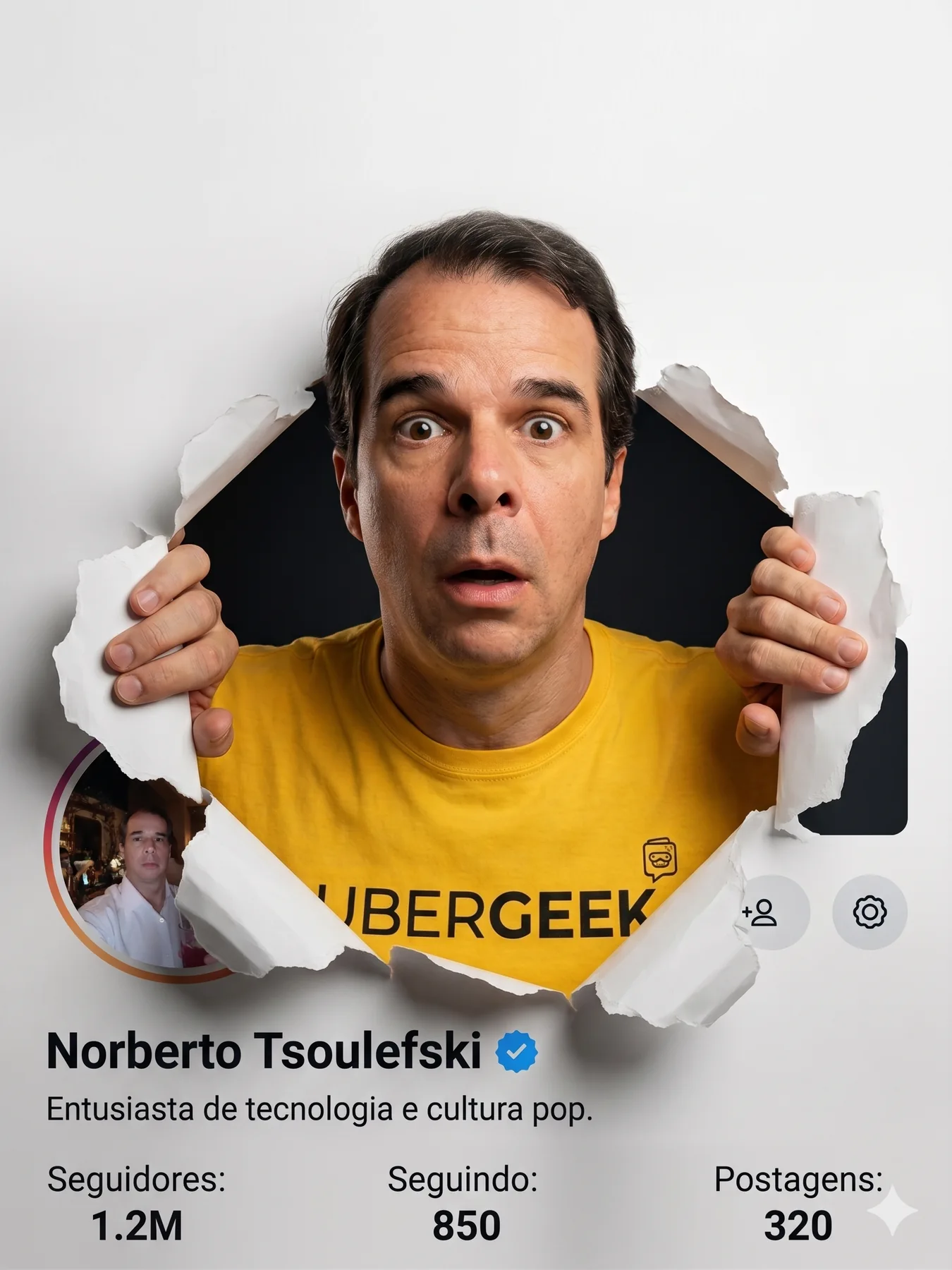Totem de fotos com moldura de marca